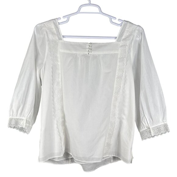 NWT Talbots Plus X US 16W Shadow Stripe Top White Blouse Lace Trim Minimalist - Picture 4 of 16